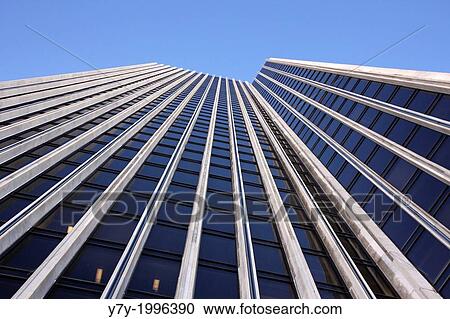 Stock Image - View up the facade of Albany's landmark Mayor Erastus Corning Tower.. Fotosearch