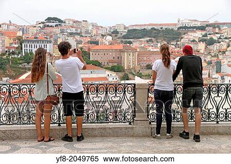 Stock Photography - Viewpoint Castle and rooftops Lisbon Portugal.. Fotosearch