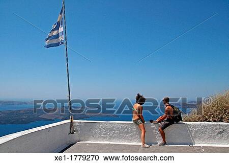 Stock Image - viewpoint, Santorini, Greece. Fotosearch