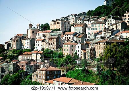 Village of Orletta, Corsica, France, Europe. View Large Photo Image Stock Image - Village of Orletta, Corsica, France, Europe.. Fotosearch