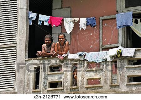 Stock Image - village of Praia das Conchas, in the northern part of Sao Tome Island, Republic of Sao Tome and Principe, Africa.. Fotosearch