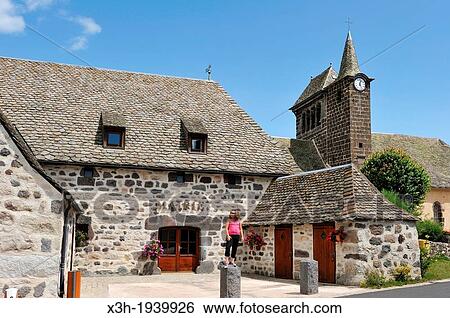 Stock Photograph - village of Sainte-Marie around the La Truyere River, Cantal department, Auvergne region, France, Europe. Fotosearch