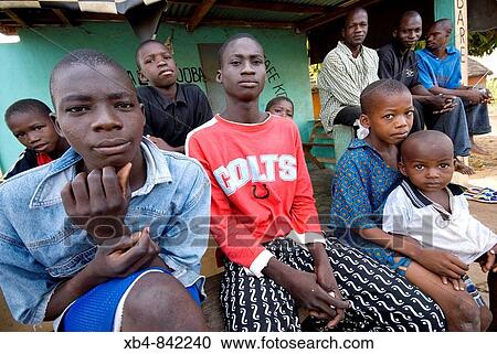 Stock Image - Village of Soumbarakoba on the River Niger shore, Siguiri, Republic of Guinea. Fotosearch