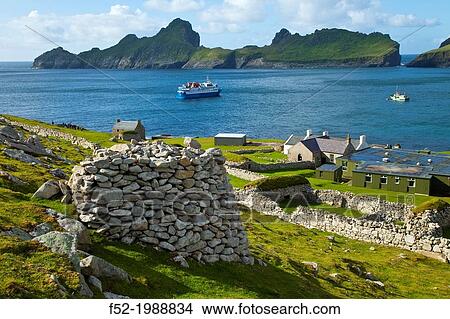 Picture - Village of St. Kilda. Village Bay. St. Kilda Island. Outer Hebrides. Scotland, UK.. Fotosearch