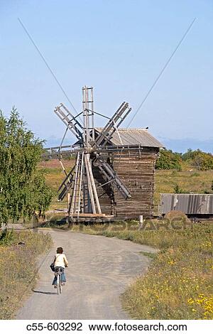 Village of Yamka, wind mill. Kizhi Island. Onega lake, Karelia. Russia. View Large Photo Image Stock Image - Village of Yamka, wind mill. Kizhi Island. Onega lake, Karelia. Russia.. Fotosearch