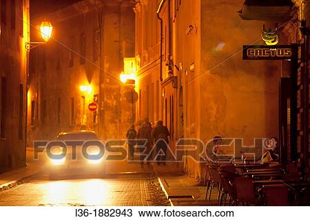 Vilnius The Old Town by night View Large Photo Image Stock Image - Vilnius The Old Town by night. Fotosearch