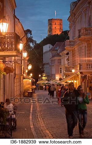 Stock Photo - Vilnius The Old Town Pilies Street Castle Street a favorite tourist street. Fotosearch
