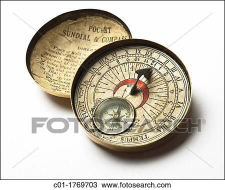 Vintage pocket sundial and compass View Large Photo Image Stock Image - Vintage pocket sundial and compass. Fotosearch