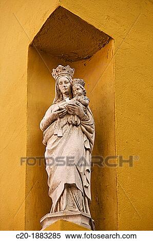 Stock Photography - Virgin and Child Statue, outside, Seville, Andalusia, Spain. Fotosearch