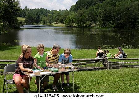 Virginia, Appalachian Mountains, Blue Ridge Parkway, All-American Road, National Scenic Byway, Peaks of Otter, Milepost 86, Lodge, Abbott Lake, Art Fest, man, woman, boy, girl, family, father, mother, child, craft, painting, activity, View Large Photo Image Stock Photography - Virginia, Appalachian Mountains, Blue Ridge Parkway, All-American Road, National Scenic Byway, Peaks of Otter, Milepost 86, Lodge, Abbott Lake, Art Fest, man, woman, boy, girl, family, father, mother, child, craft, painting, activity,. Fotosearch