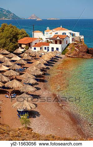Vlychos Village & beach, Hydra, Greek Saronic Islands View Large Photo Image Stock Photograph - Vlychos Village & beach, Hydra, Greek Saronic Islands. Fotosearch