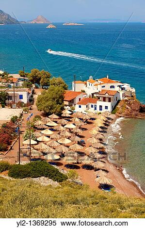 Vlychos Village & beach, Hydra, Greek Saronic Islands View Large Photo Image Stock Photography - Vlychos Village & beach, Hydra, Greek Saronic Islands. Fotosearch