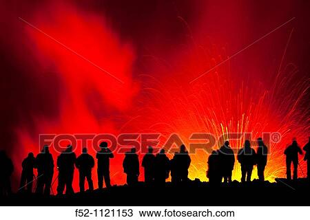 Stock Image - Volcanic eruption in Fimmvorduhals area, South of Iceland. Fotosearch