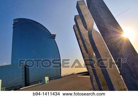 W Barcelona hotel (also known as Vela Hotel) by architect Ricard Bofill, Port area, Barcelona, Catalonia, Spain View Large Photo Image Picture - W Barcelona hotel (also known as Vela Hotel) by architect Ricard Bofill, Port area, Barcelona, Catalonia, Spain. Fotosearch