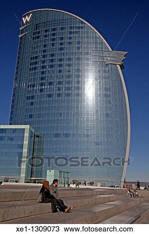 W Barcelona Hotel (architect: Ricard Bofill, 2010). Port Vell, Barcelona, Catalonia, Spain. View Large Photo Image Stock Image - W Barcelona Hotel (architect: Ricard Bofill, 2010). Port Vell, Barcelona, Catalonia, Spain.. Fotosearch