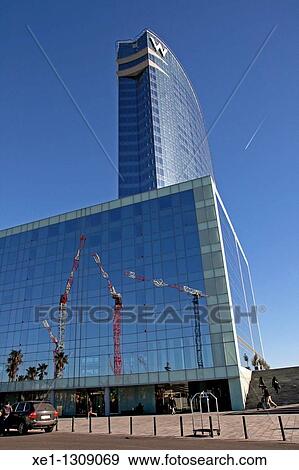 W Barcelona Hotel (architect: Ricard Bofill, 2010). Port Vell, Barcelona, Catalonia, Spain. View Large Photo Image Stock Photo - W Barcelona Hotel (architect: Ricard Bofill, 2010). Port Vell, Barcelona, Catalonia, Spain.. Fotosearch