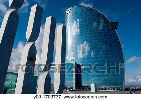 W Barcelona, Hotel Vela, Barcelona, Spain View Large Photo Image Stock Photo - W Barcelona, Hotel Vela, Barcelona, Spain. Fotosearch
