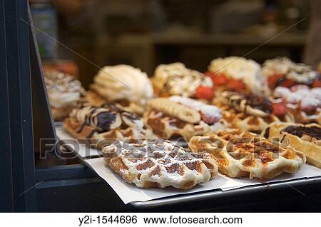 Waffles for sale in Brussels, Belgium View Large Photo Image Stock Photograph - Waffles for sale in Brussels, Belgium. Fotosearch