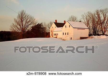 Wagon Hill Farm at sunset during the winter months Located in Durham, New Hampshire USA which is part of scenic New England View Large Photo Image Stock Photo - Wagon Hill Farm at sunset during the winter months Located in Durham, New Hampshire USA which is part of scenic New England. Fotosearch