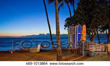 Waikiki Beach at Dusk Honolulu Oahu Hawaii United States View Large Photo Image Picture - Waikiki Beach at Dusk Honolulu Oahu Hawaii United States. Fotosearch