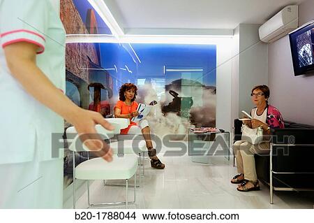 Picture - Waiting room, Dental office/Dental surgery, Donostia-San SebastiBn, Guipuzcoa, Basque Country, Spain. Fotosearch