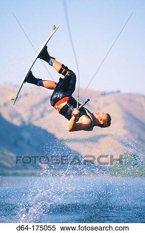 Stock Photography - Wakeboarding. Columbia River. Washington. USA. Fotosearch