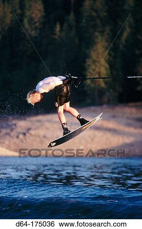 Wakeboarding, Lake Shasta. California. USA View Large Photo Image Stock Photograph - Wakeboarding, Lake Shasta. California. USA. Fotosearch