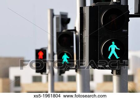 Picture - walking sign, Rabat, Morocco.. Fotosearch