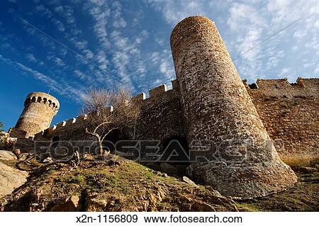 Wall and towers of Tossa de Mar Costa Brava La Selva Girona Catalunya View Large Photo Image Stock Photo - Wall and towers of Tossa de Mar Costa Brava La Selva Girona Catalunya. Fotosearch