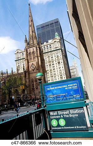 Stock Photograph - Wall Street subway station, New York City, USA. Fotosearch