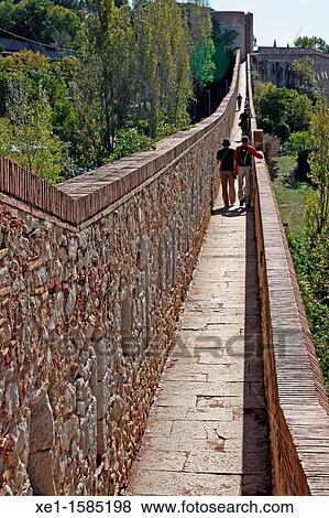 Stock Photo - walls, s. IX-XV, medieval, Carolingian, Girona, Catalonia, Spain. Fotosearch
