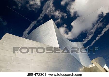 Stock Image - Walt Disney Concert Hall -(b. 2004) Architect: Frank Gehry. Downtown. Los Angeles. California. USA.. Fotosearch