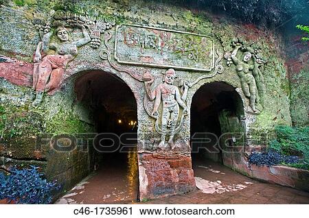 Wanfo Buddha, Cave, Leshan, Sichuan Province, Yangtze River, China. View Large Photo Image Stock Image - Wanfo Buddha, Cave, Leshan, Sichuan Province, Yangtze River, China.. Fotosearch