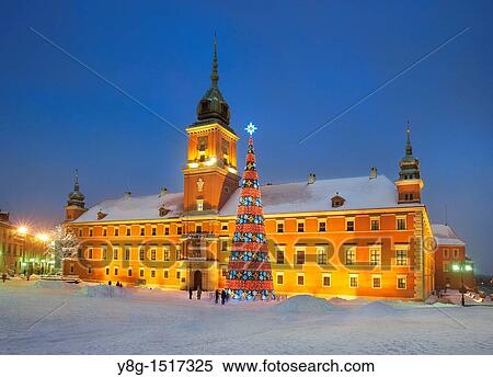 Stock Photography - Warsaw, Royal Castle in Christmas time, Poland, Europe. Fotosearch