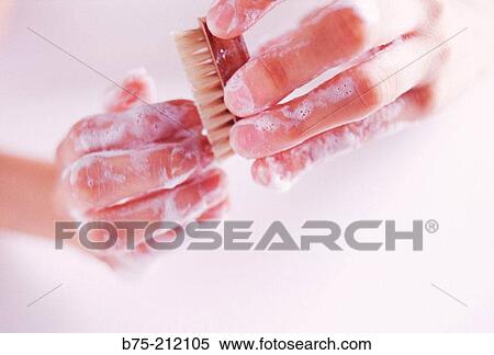 Stock Photography - Washing fingernails. Fotosearch