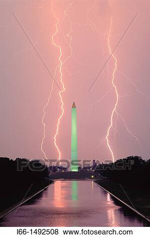 Washington, DC Washington Monument framed by spectacular lightning during evening storm View Large Photo Image Stock Photo - Washington, DC Washington Monument framed by spectacular lightning during evening storm. Fotosearch