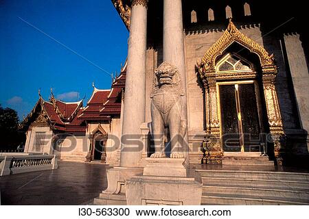 Stock Image - Wat Benchamabophit (Marble Temple), Bangkok. Thailand. Fotosearch