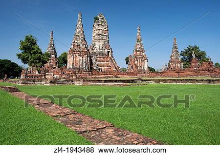 Stock Photo - Wat Chai Watthanaram temple made of bricks. Thailand, Ayutthaya, Wat Chai Watthanaram.. Fotosearch