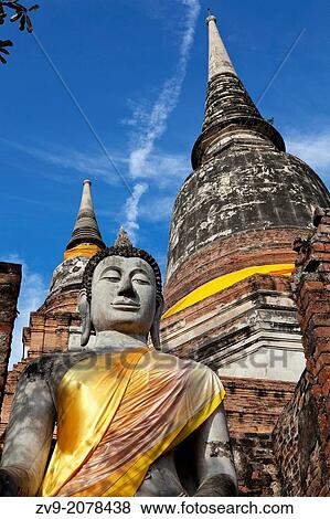 Stock Photo - Wat Yai Chai Mongkhon or the "Great Monastery of Auspicious Victory" is in Ayutthaya Tambon Phai Ling.. Fotosearch