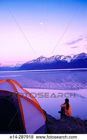 Watching moonrise over Cook Inlet. Chugach State Park. Alaska View Large Photo Image Stock Photo - Watching moonrise over Cook Inlet. Chugach State Park. Alaska. Fotosearch