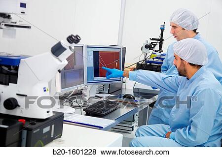 Stock Photo - Watching polymeric nano fibers Atomic force microscope AFM. Fotosearch