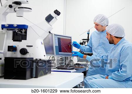 Stock Photo - Watching polymeric nano fibers Atomic force microscope AFM. Fotosearch