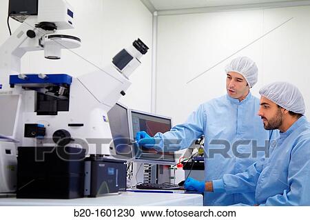 Stock Image - Watching polymeric nanofibers, images of Atomic Force Microscope, AFM . Fotosearch