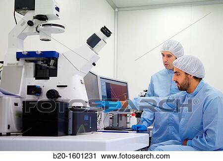 Stock Image - Watching polymeric nanofibers, images of Atomic Force Microscope, AFM . Fotosearch