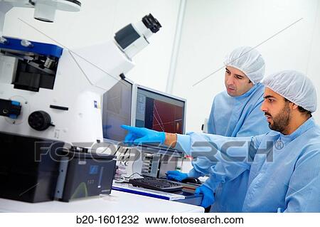 Stock Image - Watching polymeric nanofibers, images of Atomic Force Microscope, AFM . Fotosearch