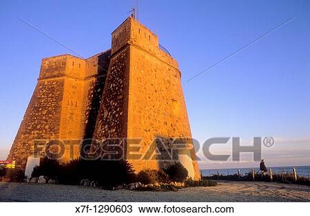 Watchtower, Villaricos, Cuevas de Almanzora, Almeria province, Andalucia, Spain. View Large Photo Image Stock Image - Watchtower, Villaricos, Cuevas de Almanzora, Almeria province, Andalucia, Spain.. Fotosearch