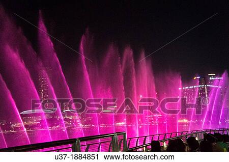 Water display at Marina Bay, Singapore. View Large Photo Image Stock Image - Water display at Marina Bay, Singapore.. Fotosearch