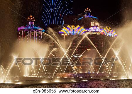 water jets show with casinos background, Macau, Special Administrative Region, China, Asia View Large Photo Image Stock Photography - water jets show with casinos background, Macau, Special Administrative Region, China, Asia. Fotosearch