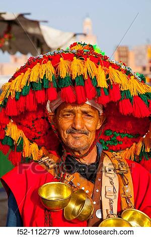 Water seller in Djemaa El Fna Square, Marrakesh, High Atlas, Morocco View Large Photo Image Stock Photo - Water seller in Djemaa El Fna Square, Marrakesh, High Atlas, Morocco. Fotosearch