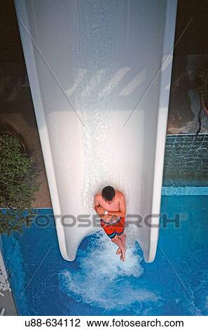 Stock Image - Water slide, amusement park, Erie, Pennsylvania. USA. Fotosearch